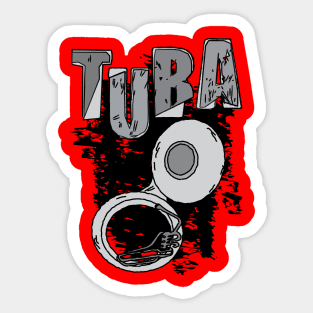 Sketchy Tuba and Text Musical Instrument Sticker